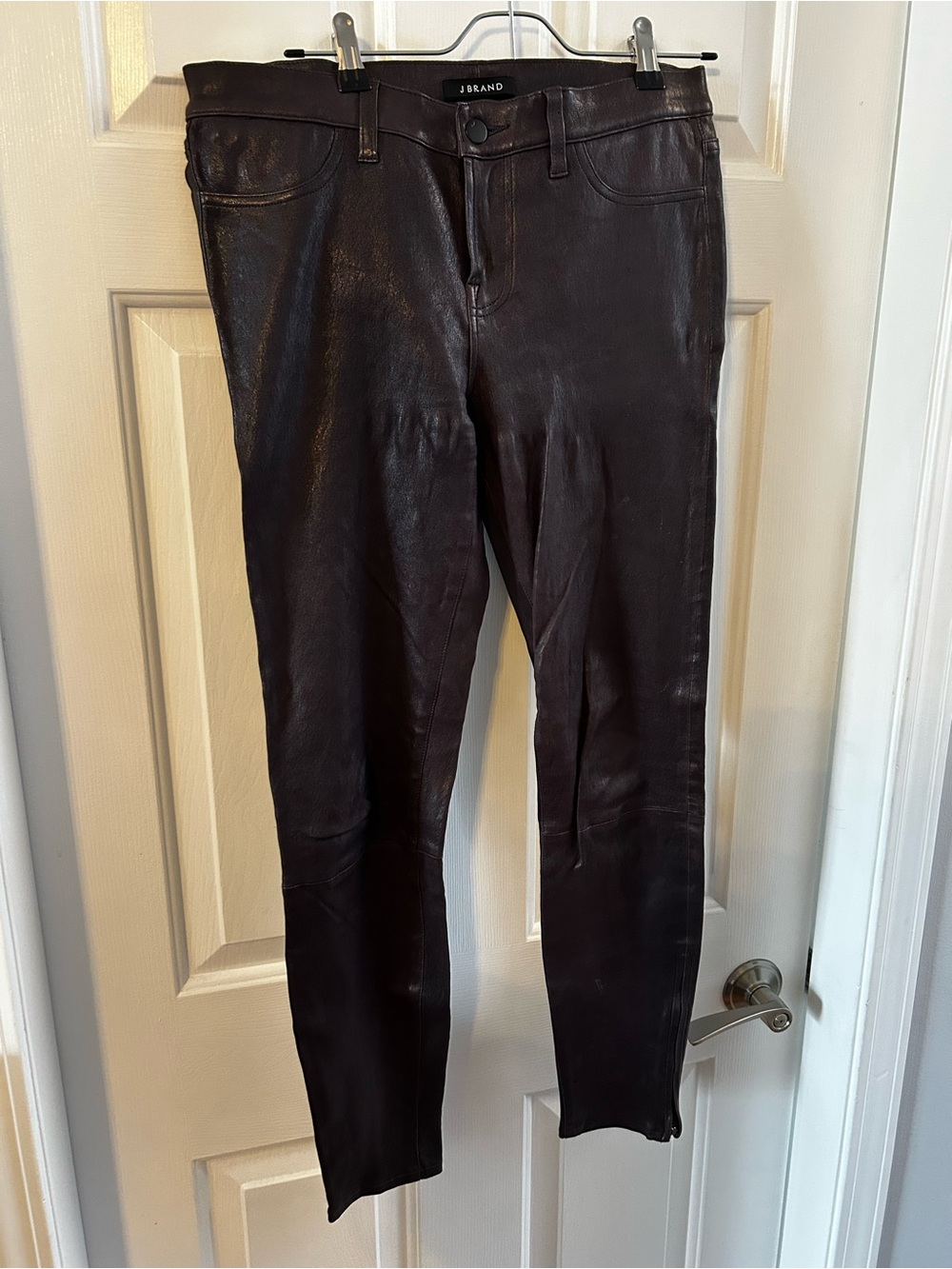 J Brand Women’s Leather Leggings- Smokey Purple